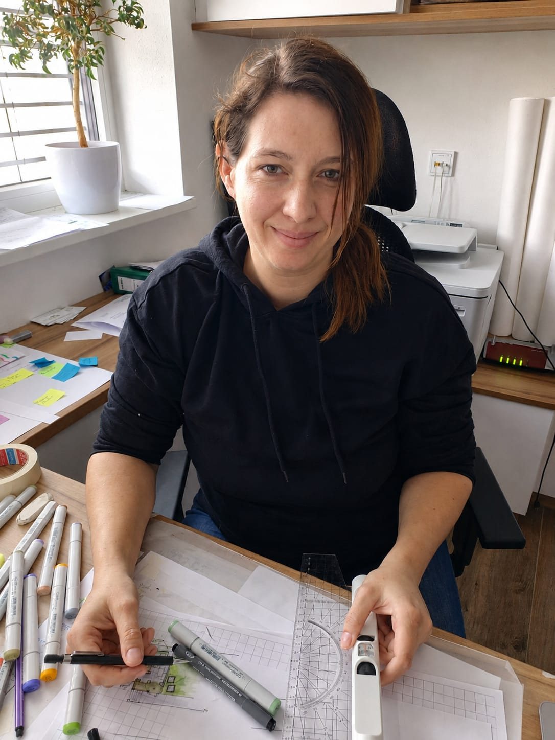 Karin Sonnberger bei der Gartenplanung